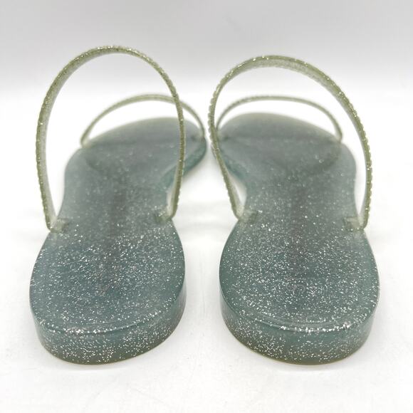 STUART WEITZMAN Sawyer Jelly Slide Sandals Womens 7 Silver Glitter Pool Vacation - Picture 3 of 7
